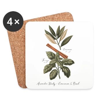 Cannelle et basilic - Dessous de verre (lot de 4) - blanc - Devant