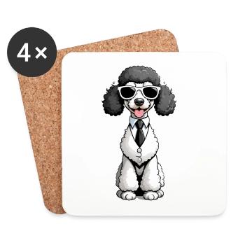 Pudel Eleganz im Smoking - Untersetzer (4er-Set) - Weiß - Vorne