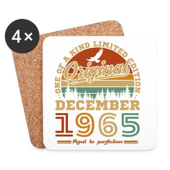 Décembre 1965 Vintage Rétro Cadeau Anniversaire - Dessous de verre (lot de 4) - blanc - Devant