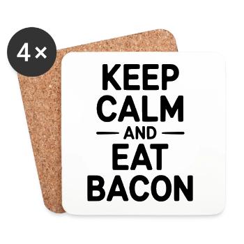Ruhe bewahren und Speck essen - Untersetzer (4er-Set) - Weiß - Vorne