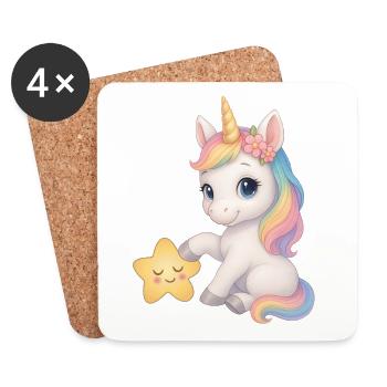 Fille arc-en-ciel Licorne Licorne - Dessous de verre (lot de 4) - blanc - Devant