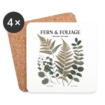 Botanical Art - Fern & Leaves - Coasters (set of 4) - white - Front