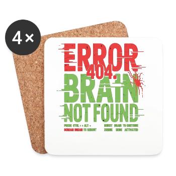 Error 404 Brain Not Found Zombie - Coasters (set of 4) - white - Front