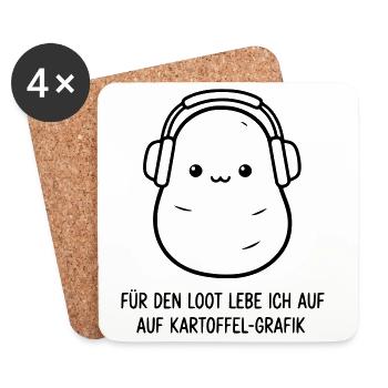 Patate gamer | Drôle de dicton pour les joueurs - Dessous de verre (lot de 4) - blanc - Devant