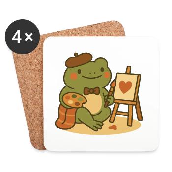 Painter Frog – Creative & Heartfelt - Coasters (set of 4) - white - Front