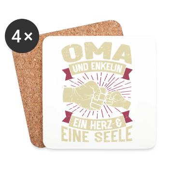 Grand-mère et petite-fille Un cœur et une âme - Dessous de verre (lot de 4) - blanc - Devant