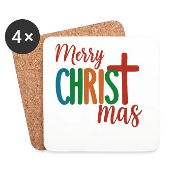 Croix colorée Noël Design Joyeux Noël - Dessous de verre (lot de 4) - blanc - Devant