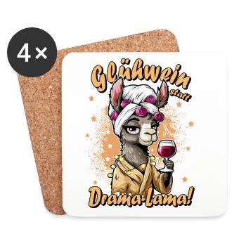Vin chaud au lieu de drame Humour de bureau Cadeau pour les collègues - Dessous de verre (lot de 4) - blanc - Devant