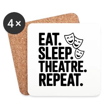 Eat Sleep Theatre Repeat - Untersetzer (4er-Set) - Weiß - Vorne