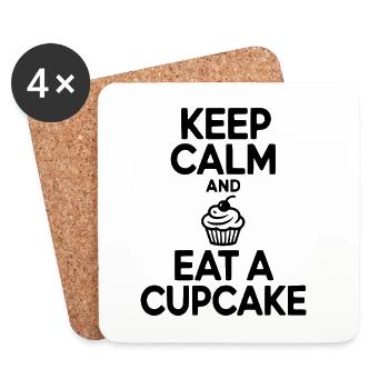 Ruhe bewahren und einen Cupcake essen - Untersetzer (4er-Set) - Weiß - Vorne
