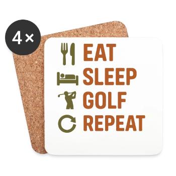 Eat Sleep Golf Repeat Funny Golf Design - Coasters (set of 4) - white - Front