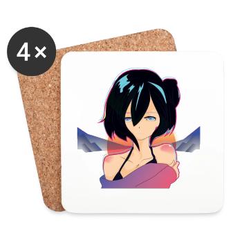 Sad Waifu Anime Girl Kawaii Otaku Anime Waifu - Coasters (set of 4) - white - Front