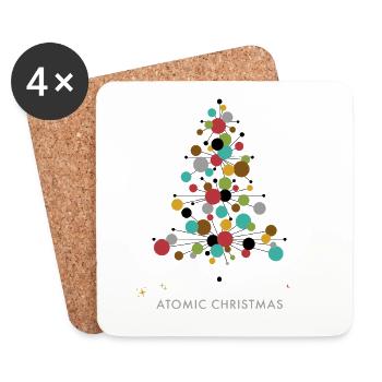 Atomic Christmas – Retro Weihnachtsbaum Design - Untersetzer (4er-Set) - Weiß - Vorne