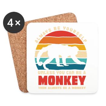 Be Yourself Monkey Motif Rétro - Dessous de verre (lot de 4) - blanc - Devant