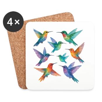 Bunte Kolibris in Aquarell – Leichtigkeit & Farbe - Untersetzer (4er-Set) - Weiß - Vorne