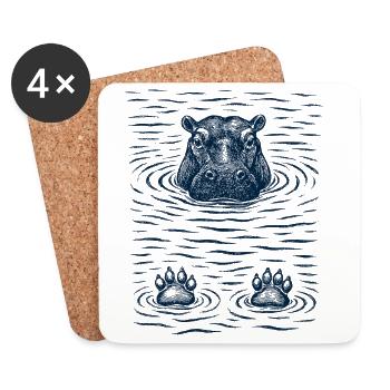 Chilled hippo in the water - Coasters (set of 4) - white - Front