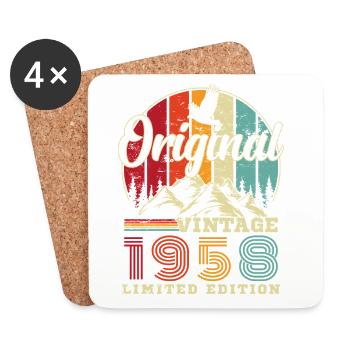 1958 Vintage Rétro Cadeau D'anniversaire - Dessous de verre (lot de 4) - blanc - Devant