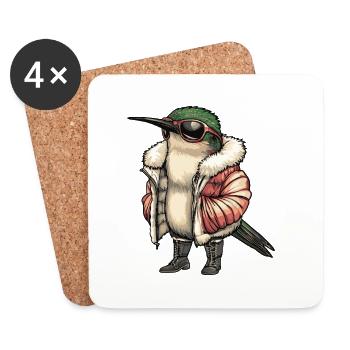 Kolibri Vogel Cool Winter - Untersetzer (4er-Set) - Weiß - Vorne