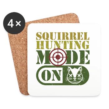 Squirrel Hunter Tree Rat - Coasters (set of 4) - white - Front