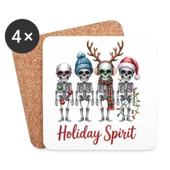 Skeleton Christmas Shirt – Holiday Spirit - Coasters (set of 4) - white - Front