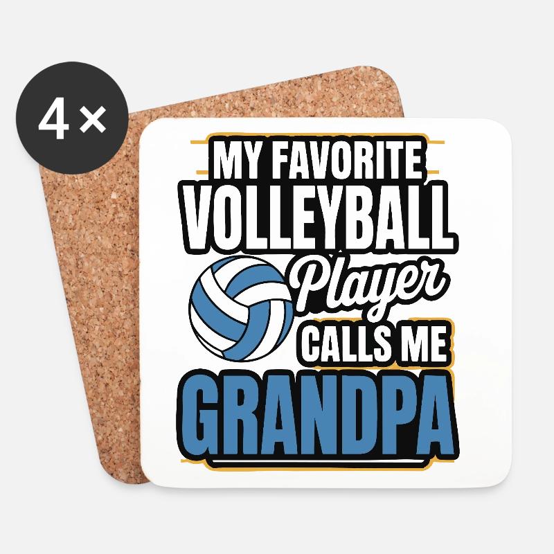 Volleyball Opa - Lieblingsspieler Design - Untersetzer (4er-Set) - Weiß
