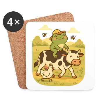 Frosch auf Kuh – Landleben Frogcore - Untersetzer (4er-Set) - Weiß - Vorne