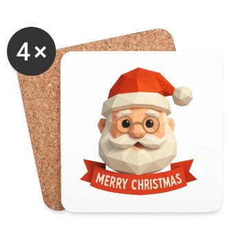 Polygon Weihnachtsmann – Modern Merry Christmas - Untersetzer (4er-Set) - Weiß - Vorne