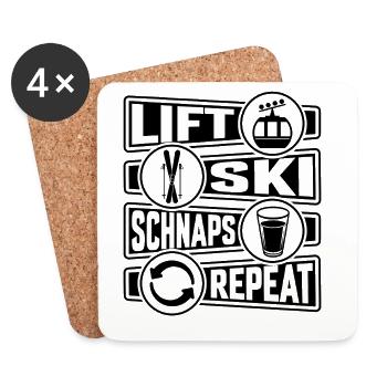 Lift Ski Schnaps Repeat - Untersetzer (4er-Set) - Weiß - Vorne