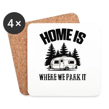 Camper Camping Campen Home est l’endroit où nous le garons - Dessous de verre (lot de 4) - blanc - Devant