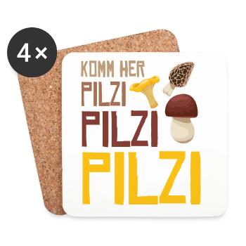 Cueilleur de champignons Appelez Cueillette de champignons Venez ici Pilzi - Dessous de verre (lot de 4) - blanc - Devant