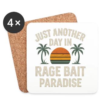 Rage Bait Paradise Sunset, lustiger Spruch - Untersetzer (4er-Set) - Weiß - Vorne