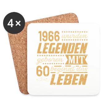 Légendes 1966 Anniversaire Grunge Musique Vie - Dessous de verre (lot de 4) - blanc - Devant