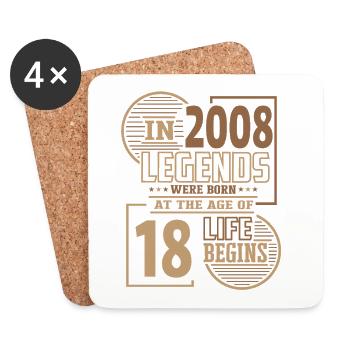 18 Geburtstag Legenden Retro Leben 2008 - Untersetzer (4er-Set) - Weiß - Vorne