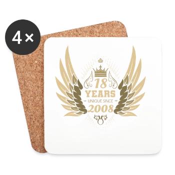 Unique 18e anniversaire Vintage ailes d’ange - Dessous de verre (lot de 4) - blanc - Devant