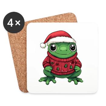 Grenouille Noël - Dessous de verre (lot de 4) - blanc - Devant