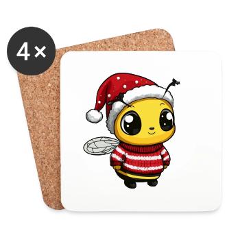 Biene Weihnachten - Untersetzer (4er-Set) - Weiß - Vorne