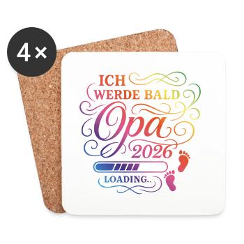 Ich werde bald Opa 2026 - Untersetzer (4er-Set) - Weiß - Vorne
