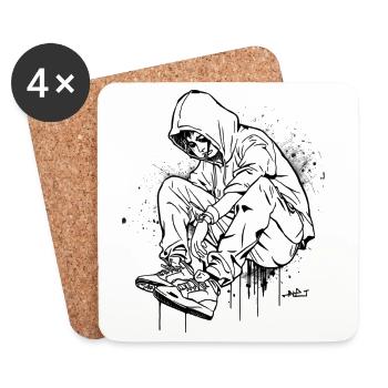 Silhouette Hoodie Graffiti - Dessous de verre (lot de 4) - blanc - Devant