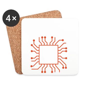 Multitasking-Modus – CPU-Überlastung erkannt - Untersetzer (4er-Set) - Weiß - Vorne
