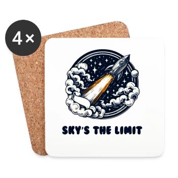 Sky's the Limit Rocket in the Clouds - Coasters (set of 4) - white - Front