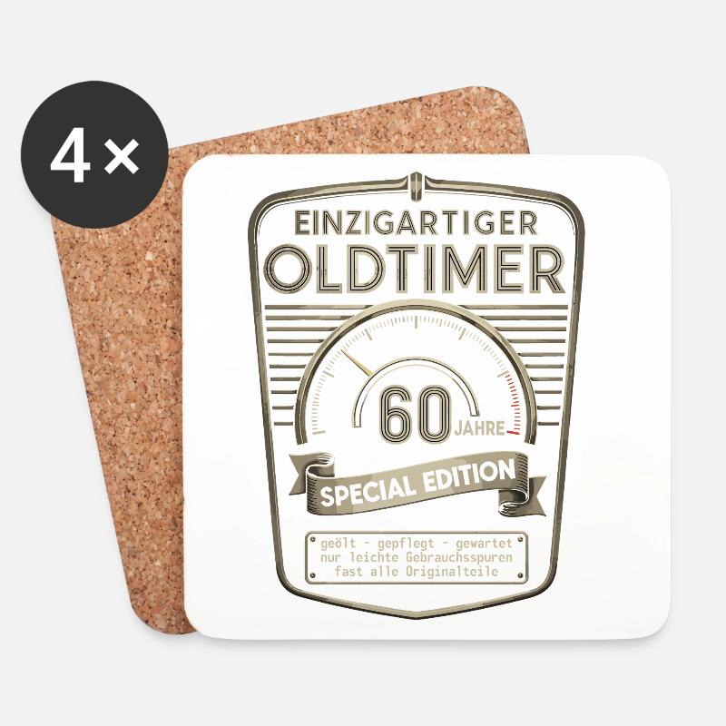60. Geburtstag 60er 60ter 60 Jahre Oldtimer - Untersetzer (4er-Set) - Weiß
