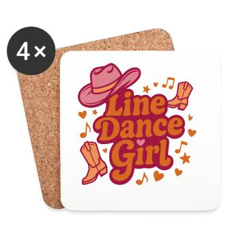 Fille de danse en ligne - Danse avec coeur - Musique Cadeau - Dessous de verre (lot de 4) - blanc - Devant