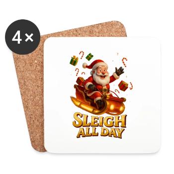 Sleigh All Day Weihnachtsfreude - Untersetzer (4er-Set) - Weiß - Vorne