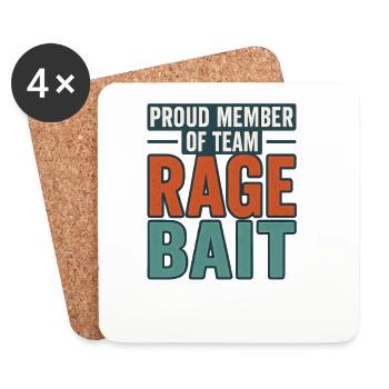 Stolzes Mitglied des Teams Rage Bait, lustiger Spruch - Untersetzer (4er-Set) - Weiß - Vorne