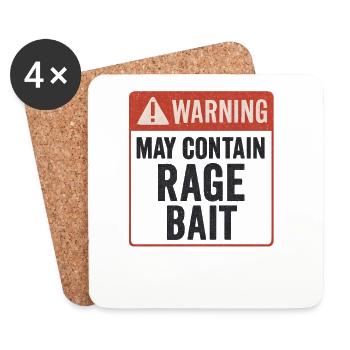 Rage Bait Warning, Funny Saying  - Coasters (set of 4) - white - Front