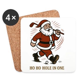 Père Noël Golf Ho Ho Hole In One Fun - Dessous de verre (lot de 4) - blanc - Devant