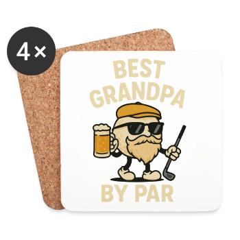 Best Grandpa By Par Funny Golf Father's Day Lover - Coasters (set of 4) - white - Front