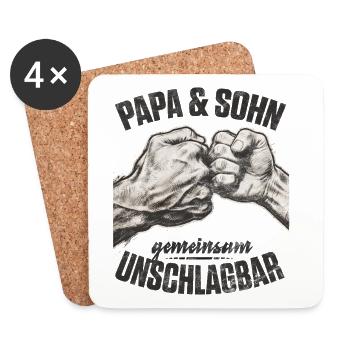 Papa fils poing poussé ensemble imbattable - Dessous de verre (lot de 4) - blanc - Devant