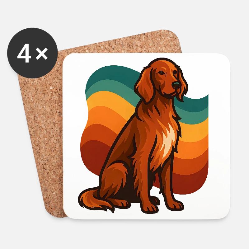 Irischer roter Setter-Hund in Retro-Wave-Palette - Untersetzer (4er-Set) - Weiß