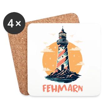 Vacances à la mer Baltique Phare de FEHMARN Fun - Dessous de verre (lot de 4) - blanc - Devant